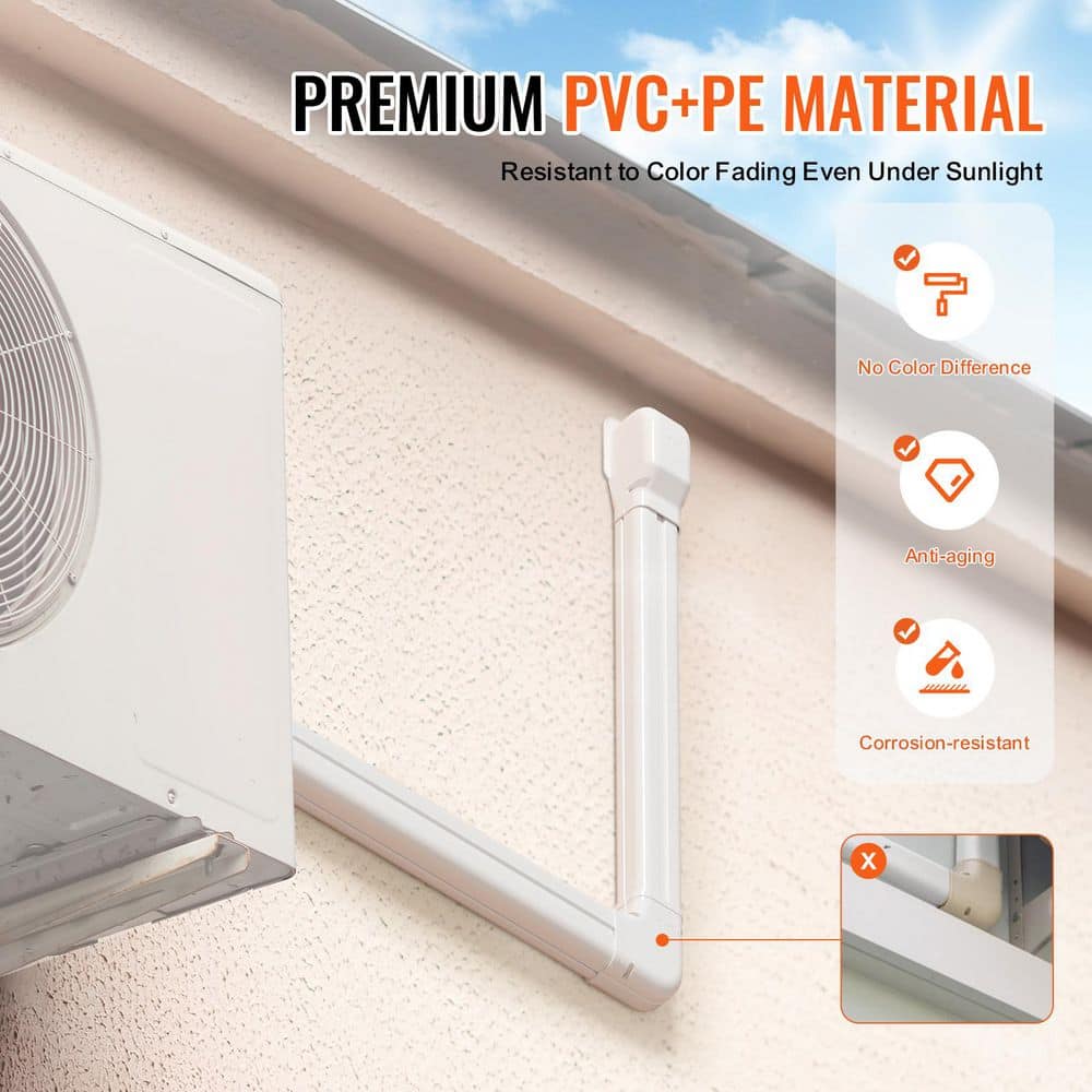 Unbranded Mini Split Line Set Cover 3 in. W 17.7 ft. L, PVC Decorative Pipe Line Cover For Air Conditioner with 10-Straight Ducts (3)