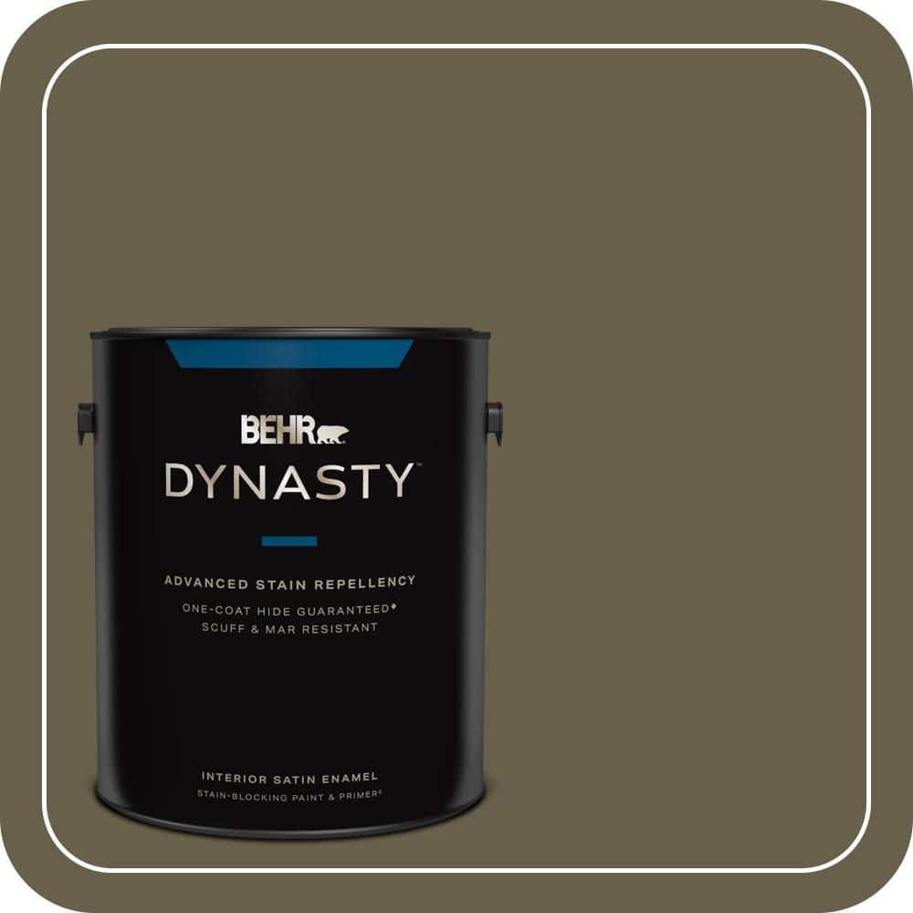 BEHR DYNASTY 1 gal. #N340-7 Kilimanjaro One-Coat Hide Satin Enamel Interior Stain-Blocking Paint and Primer