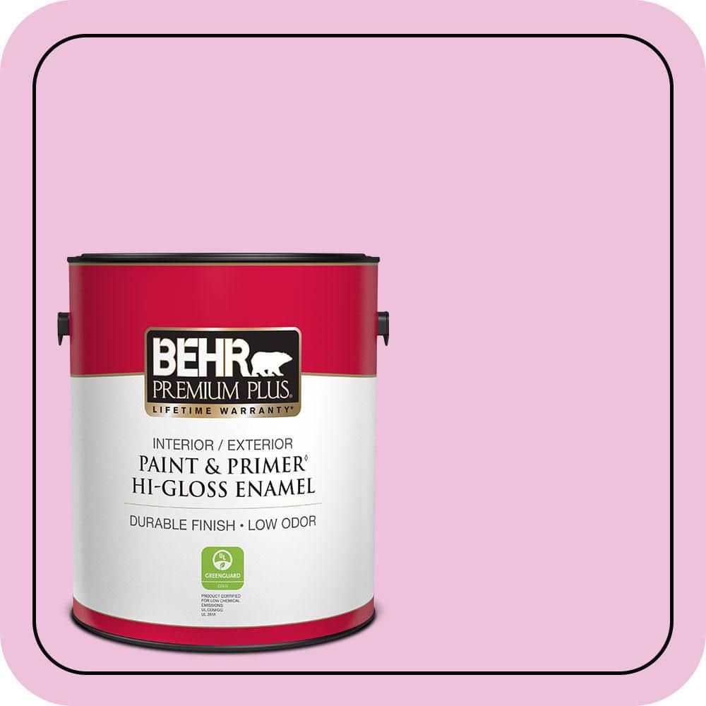 BEHR PREMIUM PLUS 1 gal. #P120-1 Starlet Pink Hi-Gloss Enamel Interior/Exterior Paint & Primer (1)