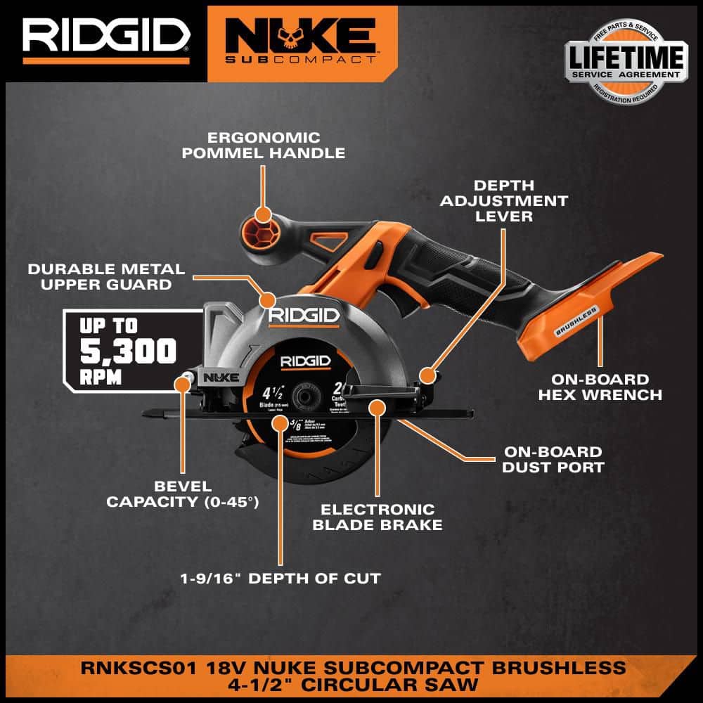 RIDGID 18V NUKE Brushless Cordless 4-1/2 in. Circular Saw (Tool Only) (3)