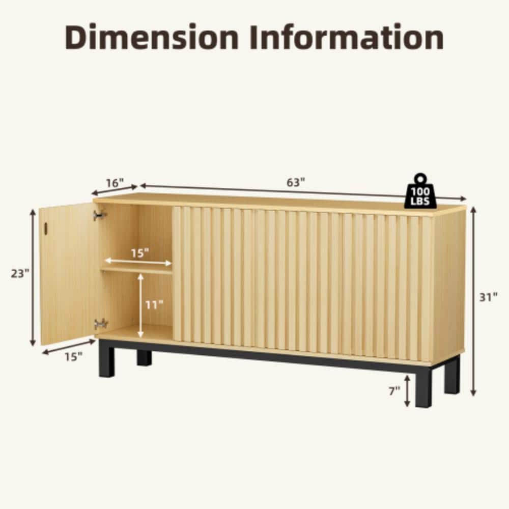 Unbranded 63.2 in. W x 16 in. D x 31 in. H Bathroom Brown Linen Cabinet (2)