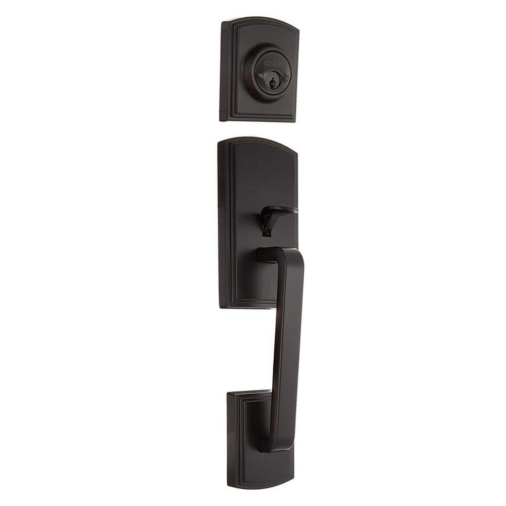 DELANEY HARDWARE Italian Collection Visconti Single Cylinder Black Door Handleset with Artino Interior (3)