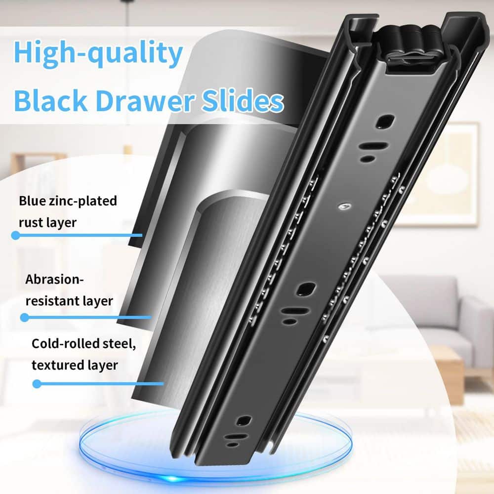 LAIFUCAM Full Extension 12 in. Black Side Mount Cold-Rolled Steel Undermount Soft-Close Heavy Duty Drawer Slides 1 Pair (2)