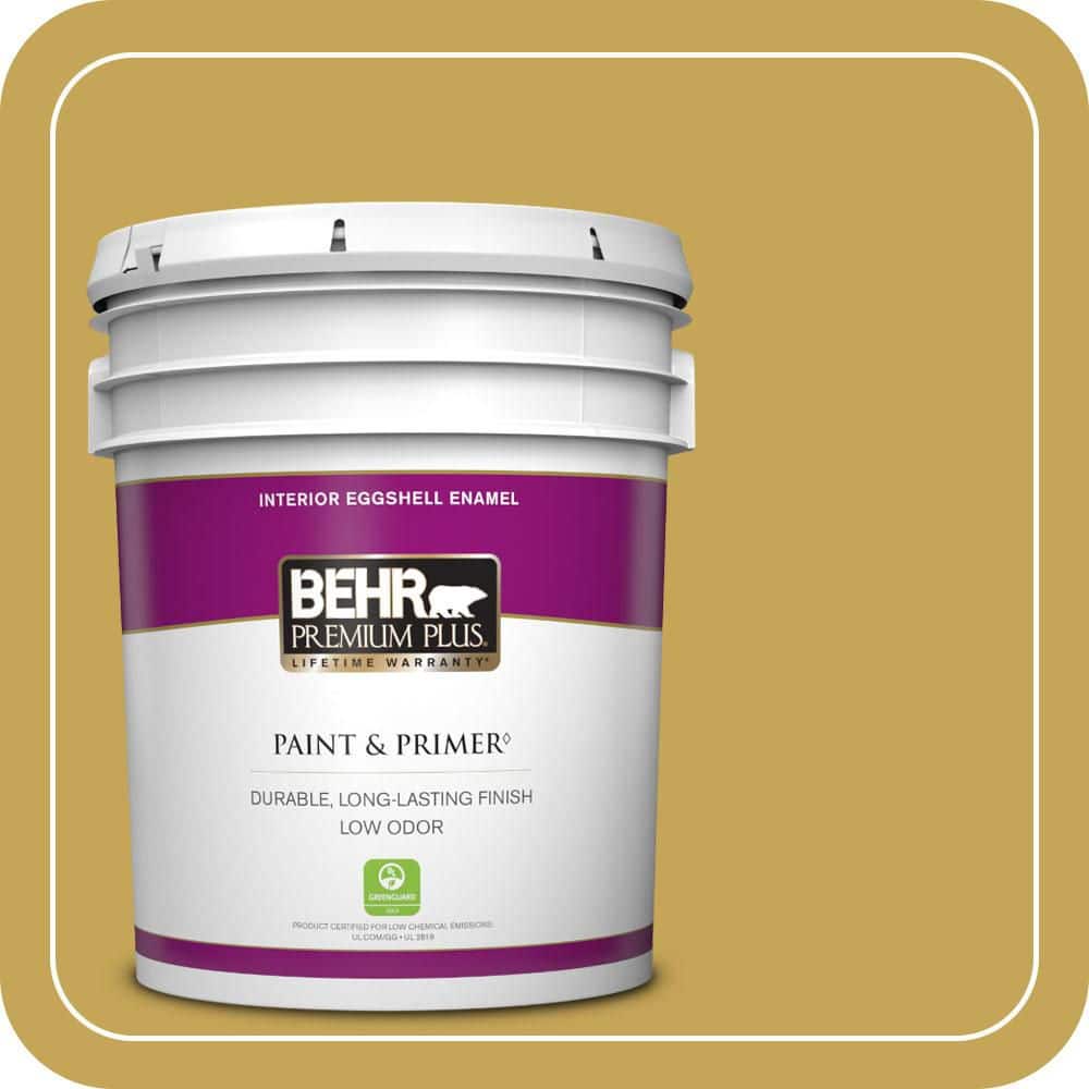 BEHR PREMIUM PLUS 5 gal. #PPU6-18 Lemongrass Eggshell Enamel Low Odor Interior Paint & Primer