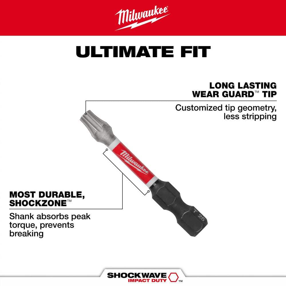 Milwaukee SHOCKWAVE Impact Duty Alloy Steel Torx Security Screw Driver Bit Set (3)