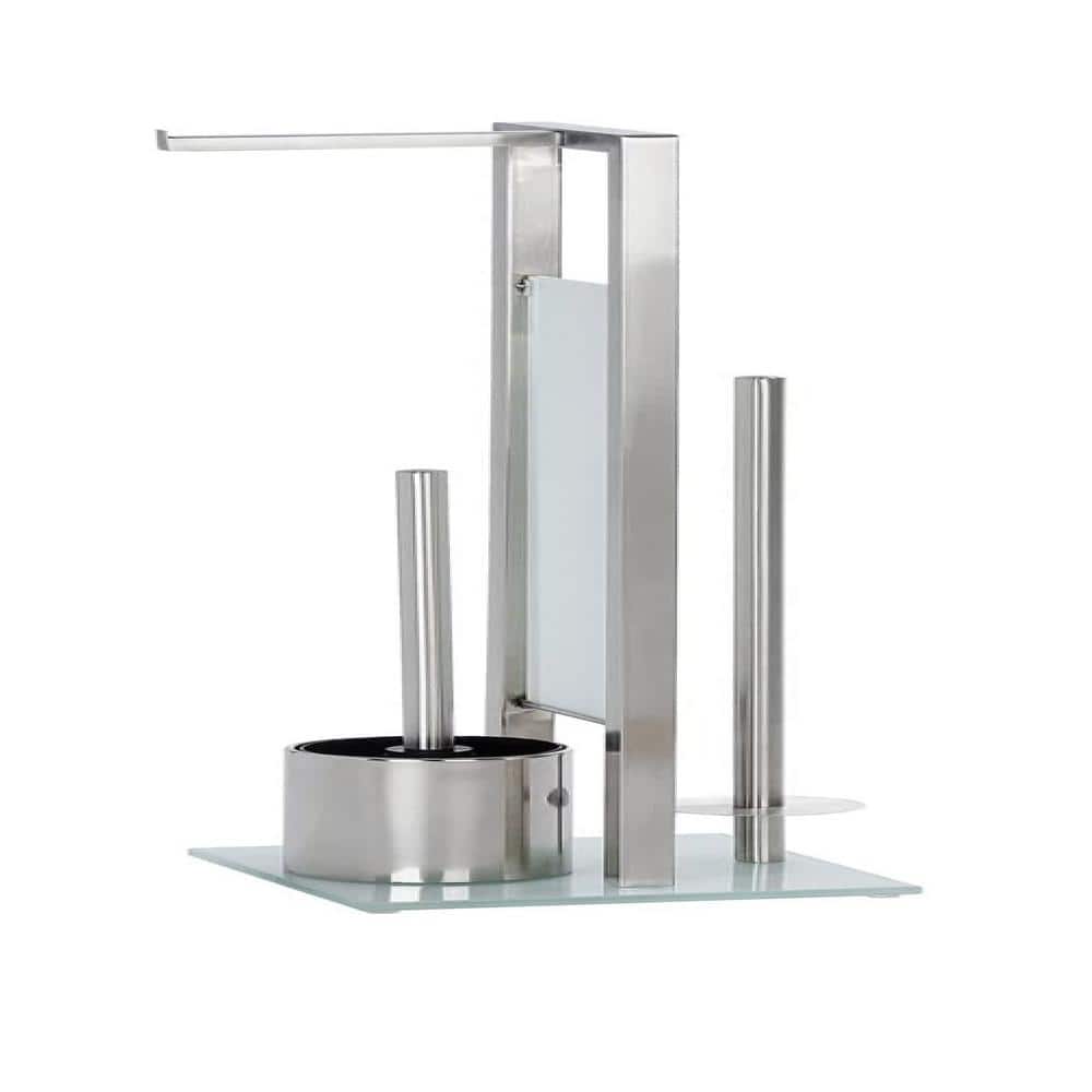 Adrinfly 3-Piece Bathroom Accessory Brush Tissue Roll Holder Chrome Matt (2)