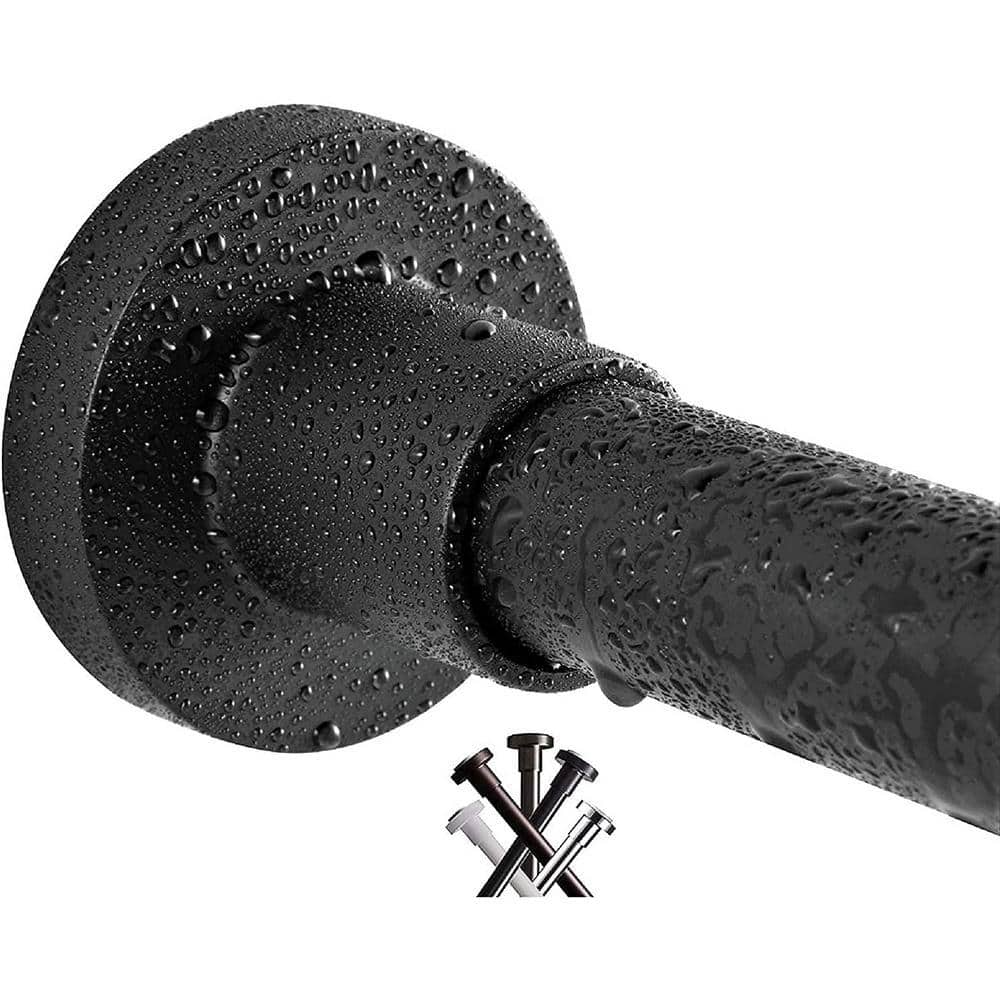 Dyiom Shower Curtain Rod 43-73 In. Matte Black, Never Rust and Non-Fall Down Spring Tension Rod, Stainless Steel