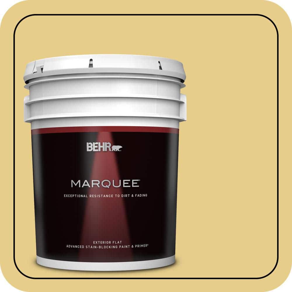BEHR MARQUEE 5 gal. #T12-6 Lol Yellow Flat Exterior Paint & Primer