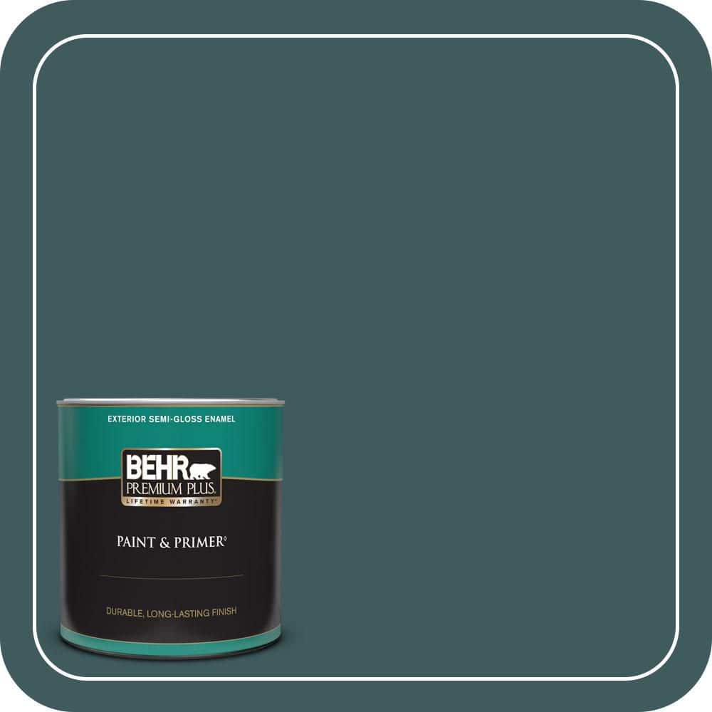BEHR PREMIUM PLUS 1 qt. #510F-7 Teal Forest Semi-Gloss Enamel Exterior Paint & Primer