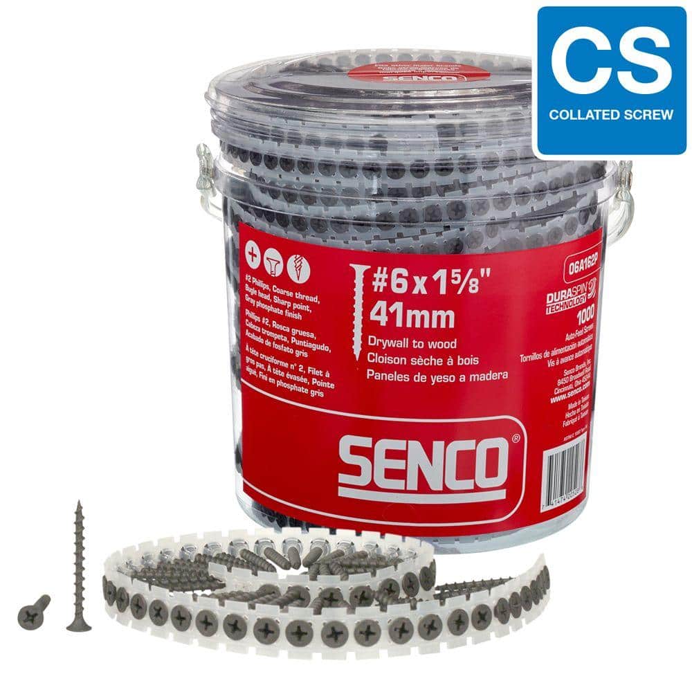 Senco DuraSpin Collated Screw #6 x 1-5/8 in. Coarse Round-Head Phillips Sheet Metal Screws (1000-Pack)
