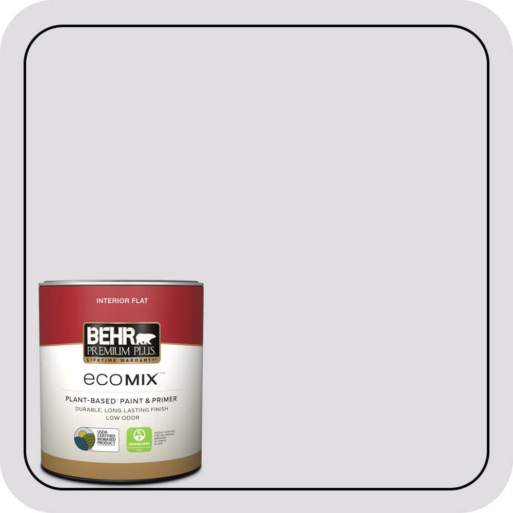 BEHR PREMIUM PLUS 1 qt. #N100-1 Enigma Flat EcoMix Plant-Based Interior Paint & Primer (1)