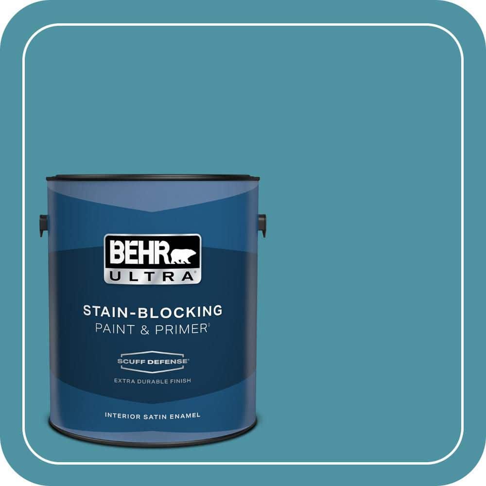 BEHR ULTRA 1 gal. #530D-6 Teal Bayou Extra Durable Satin Enamel Interior Paint & Primer