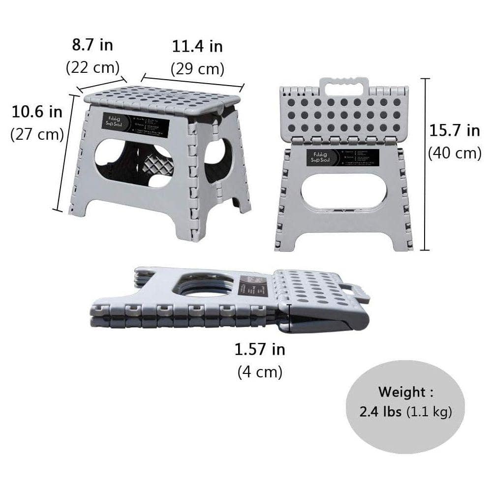 Unbranded 11 in. Reach Non-Slip Plastic Folding Step Stool for Adults or Kids, Holds Up to 300 lbs. (3)