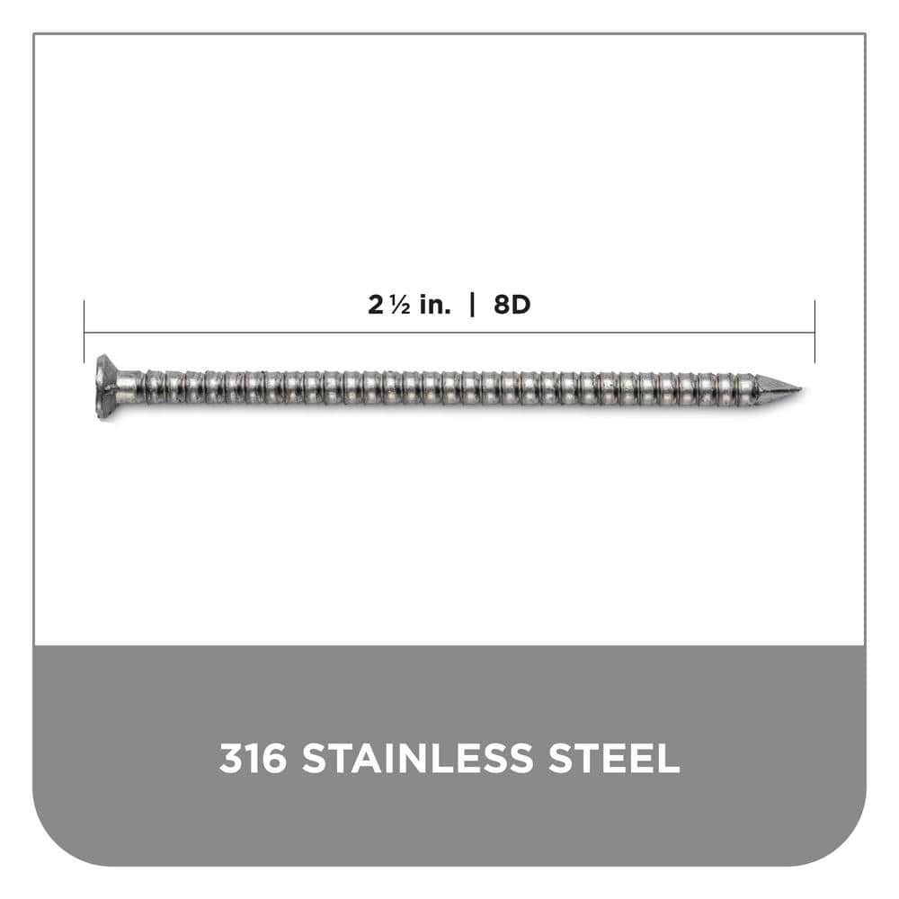 PRO-FIT 2-1/2 in. 8D 316 Stainless Steel Ring Shank Siding Nail 5 lbs. (980-Count) (2)