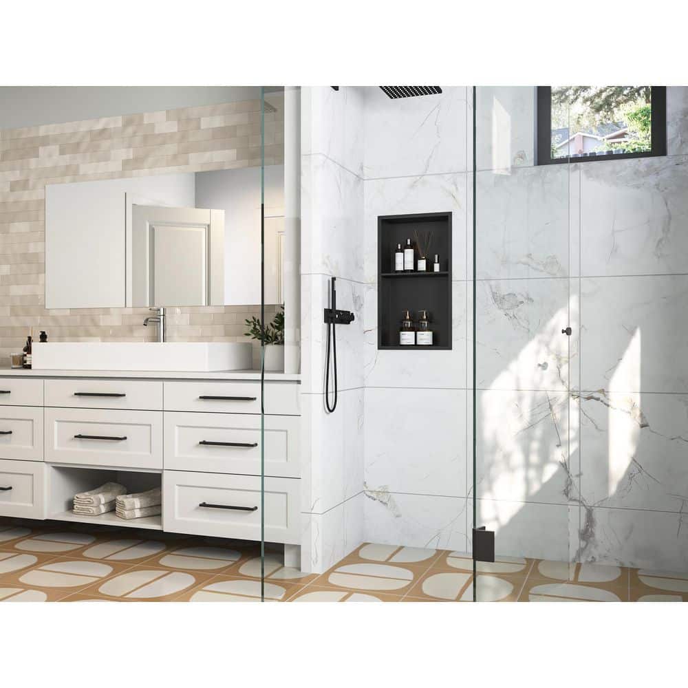 DEERVALLEY 14 in. W x 25 in. H x 4 in. D 304 Stainless Steel Recessed Shower Niche Double Shelf for Shampoo and Soap in Matte Black (2)
