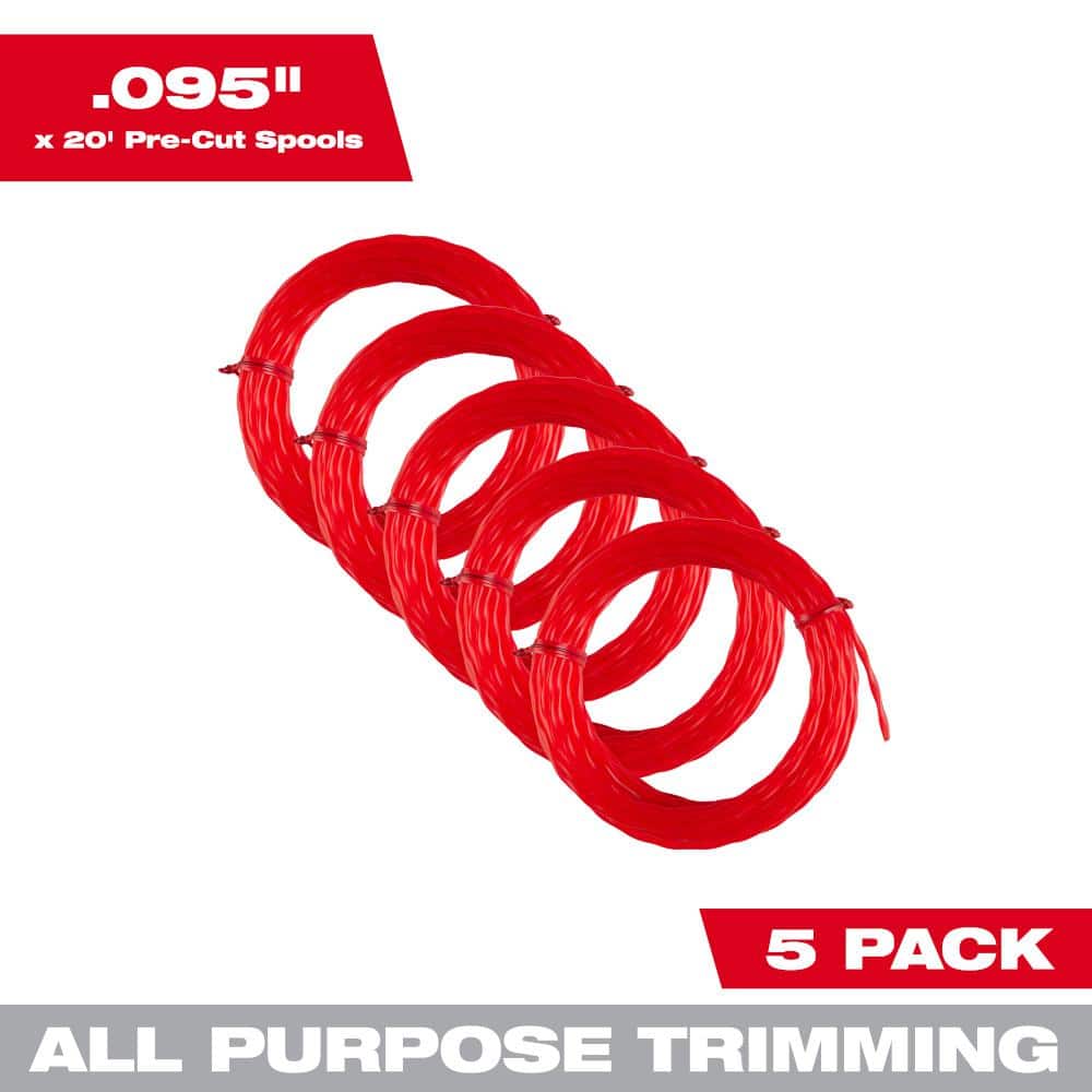 Milwaukee 0.095 in. x 20 ft. Pre-Cut Trimmer Line (5-Pack)