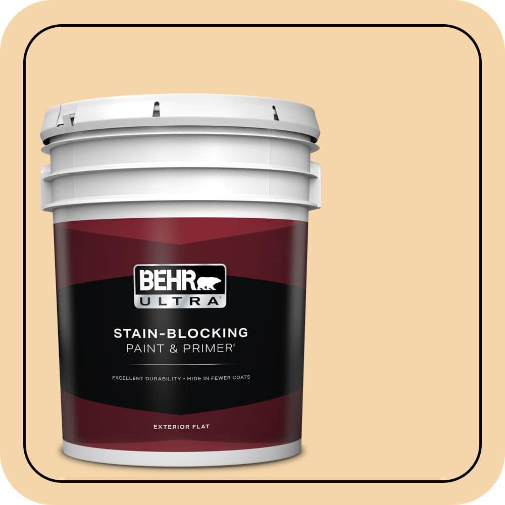 BEHR ULTRA 5 gal. #PPU6-08 Pale Honey Flat Exterior Paint & Primer