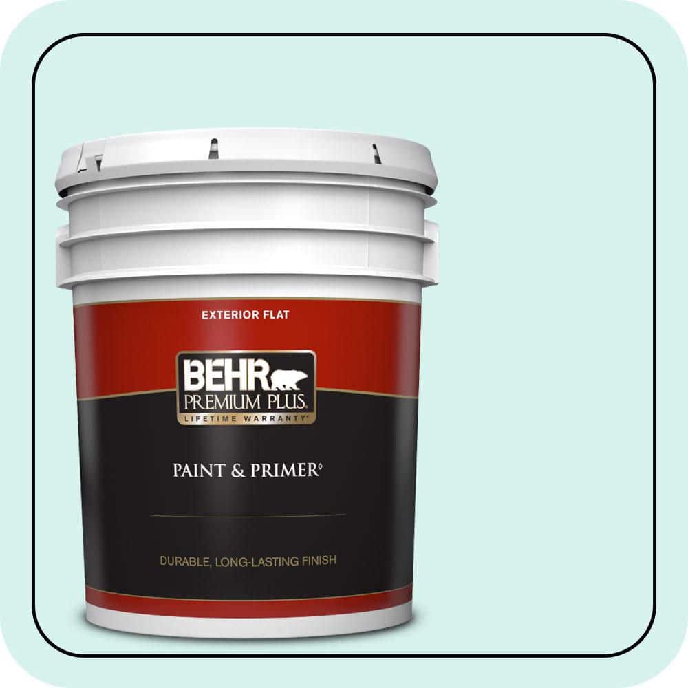 BEHR PREMIUM PLUS 5 gal. #P450-1 Sea Ice Flat Exterior Paint & Primer