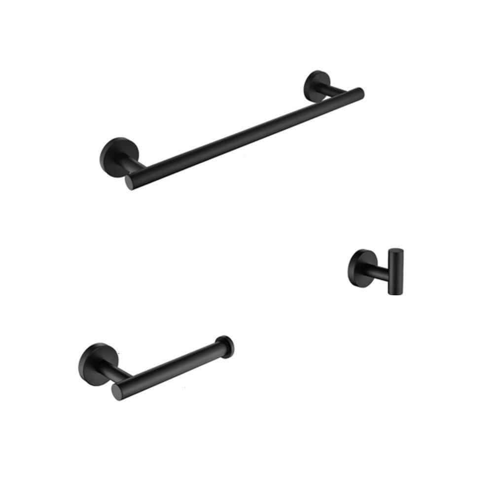 Wudkey 3-Piece Stainless Steel Bathroom Hardware Set with Mounting Hardware in Matte Black, Rust Resistant and Anti-Scratch (1)