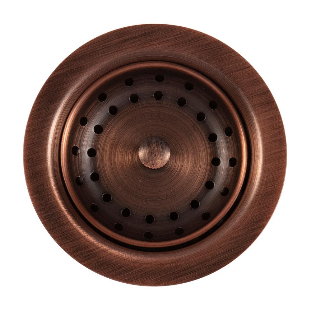 SINKOLOGY SinkSense 3.5 in. Brass Basket Strainer Drain with Post Style Basket in Antique Copper