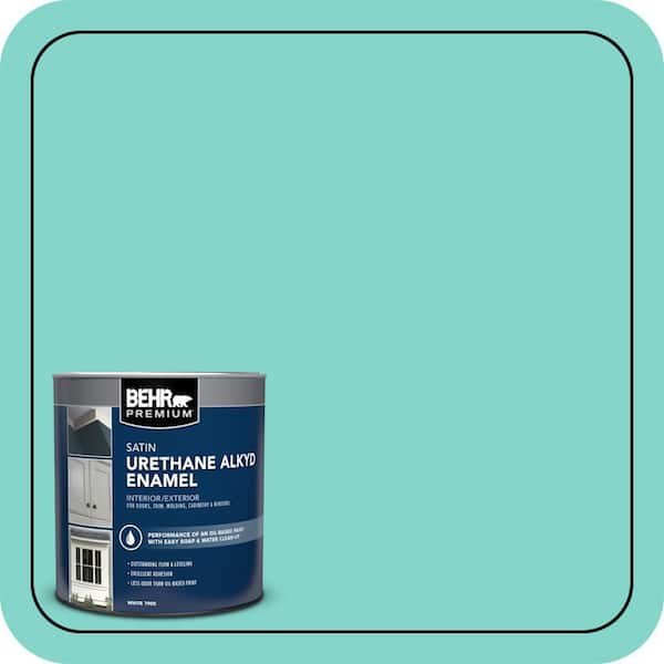 BEHR PREMIUM 1 qt. Home Decorators Collection #HDC-MD-09 Island Oasis Satin Enamel Urethane Alkyd Interior/Exterior Paint (2)