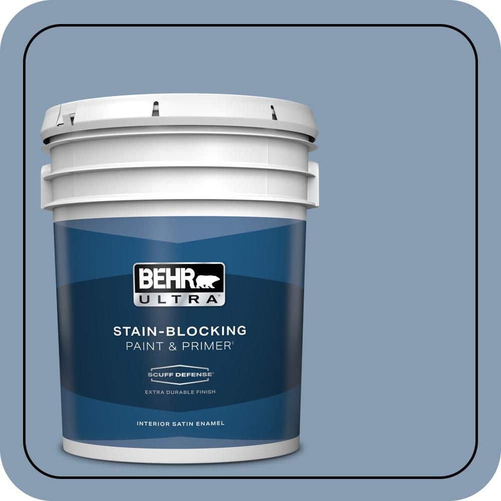 BEHR ULTRA 5 gal. #S520-4 Private Jet Extra Durable Satin Enamel Interior Paint & Primer