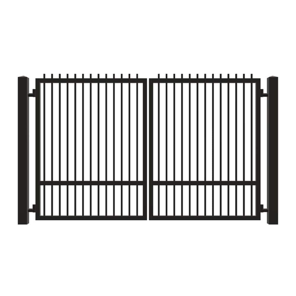 Unbranded Driveway Gate — Swing, Center, Finials, Single, Black — 124"W x 72"H (1)