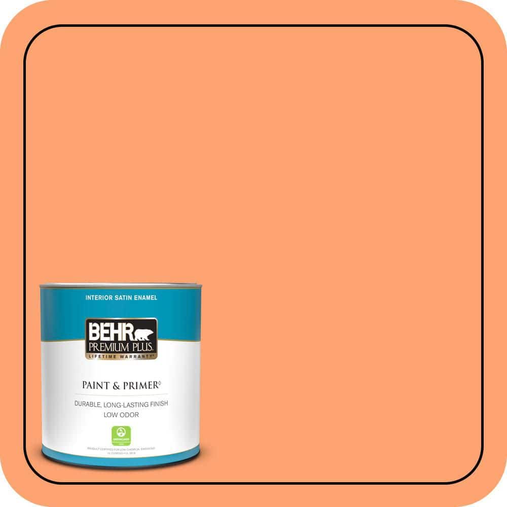 BEHR PREMIUM PLUS #P210-5 Cheerful Tangerine Enamel Low Odor & Primer (1)