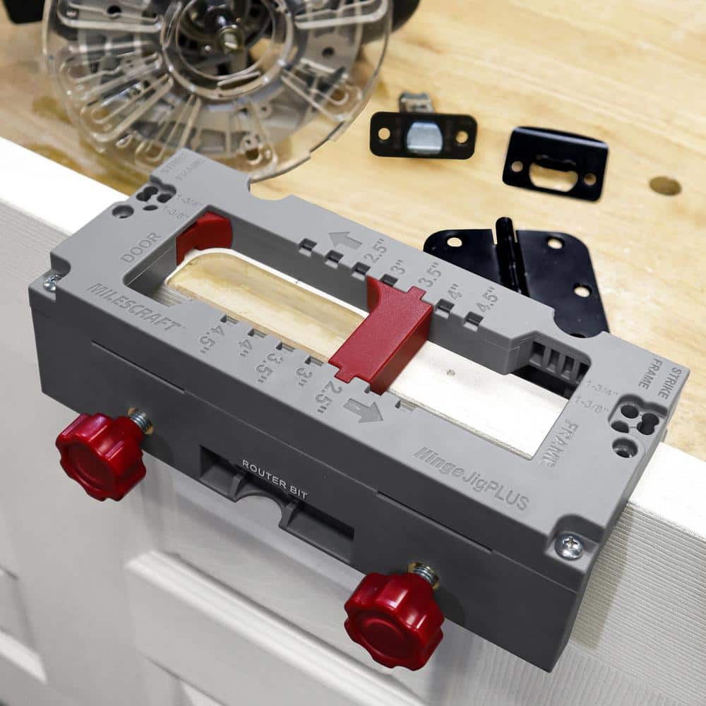 Milescraft Hinge Jig PLUS - Dual Clamping Door Hinge Kit. Door & Jamb Hinge, Latch, & Strike Plate Mortises. Fits All Doors (3)