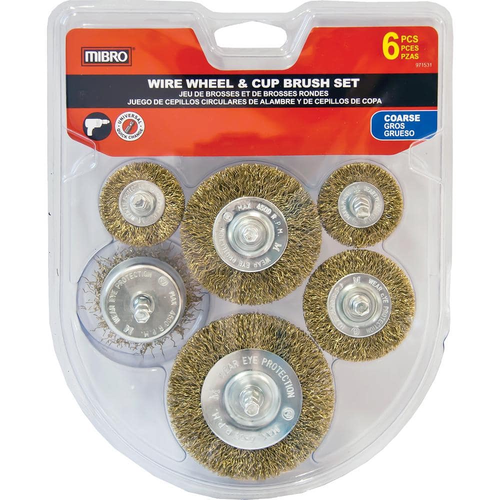 MIBRO General Purpose Coarse Wire Wheel and Cup Brush Set (6-Piece) (2)