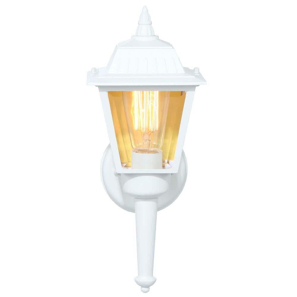 PRIVATE BRAND UNBRANDED 13.5 in. 1-Light White Outdoor Wall Light Fixture with Clear Glass (4)