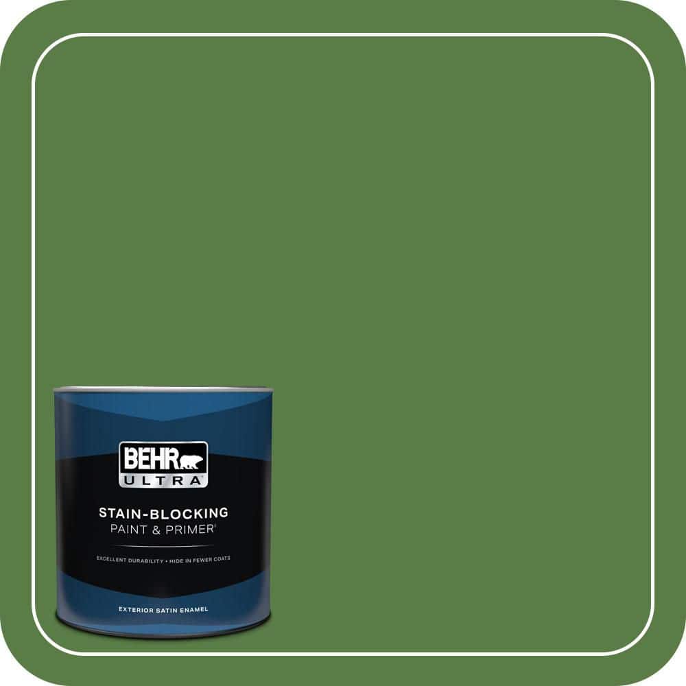 BEHR ULTRA 1 qt. #S-H-430 Mossy Green Satin Enamel Exterior Paint & Primer