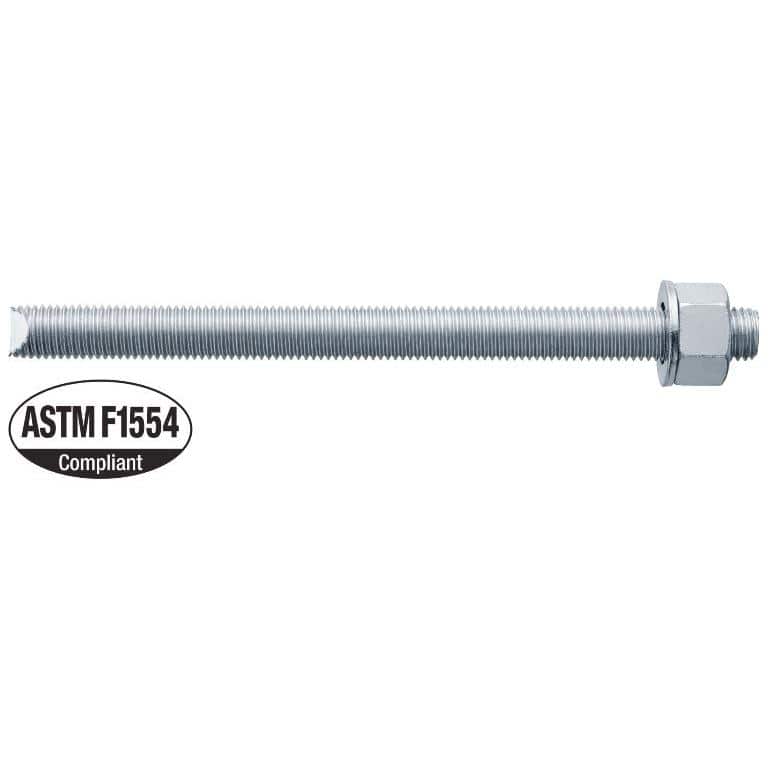 Hilti 3/8 in. x 8 in. HAS-E Carbon Steel, ASTM F1554 Grade 55, Zinc-Plated Threaded Anchor Rod (10-Piece) (2)