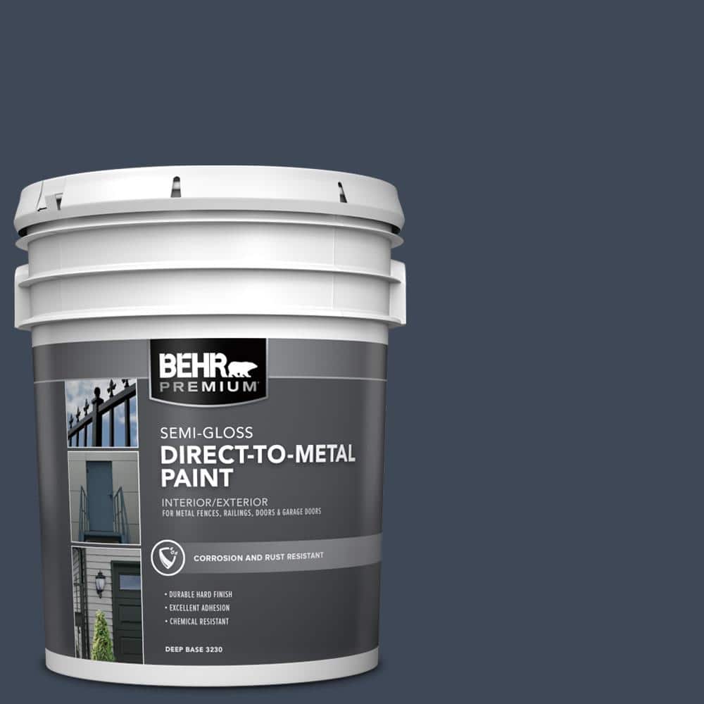 BEHR PREMIUM 5 gal. #AE-42 Academic Navy Semi-Gloss Direct to Metal Interior/Exterior Paint (1)