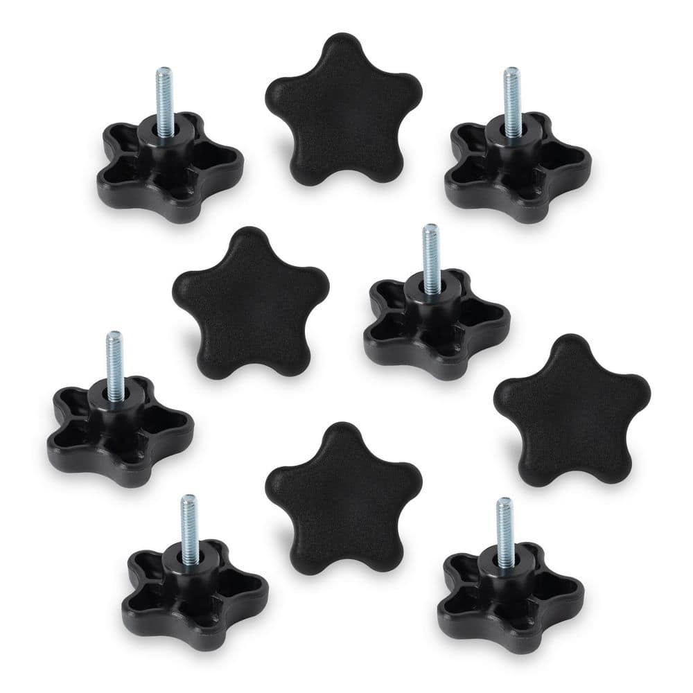 ‎POWERTEC 1/4 in.-20 5-Star Stud Knob, Threaded Thumb Screw Star Knobs with 1 in. Stud for Woodworking Jigs and Fixtures (10PK) (1)