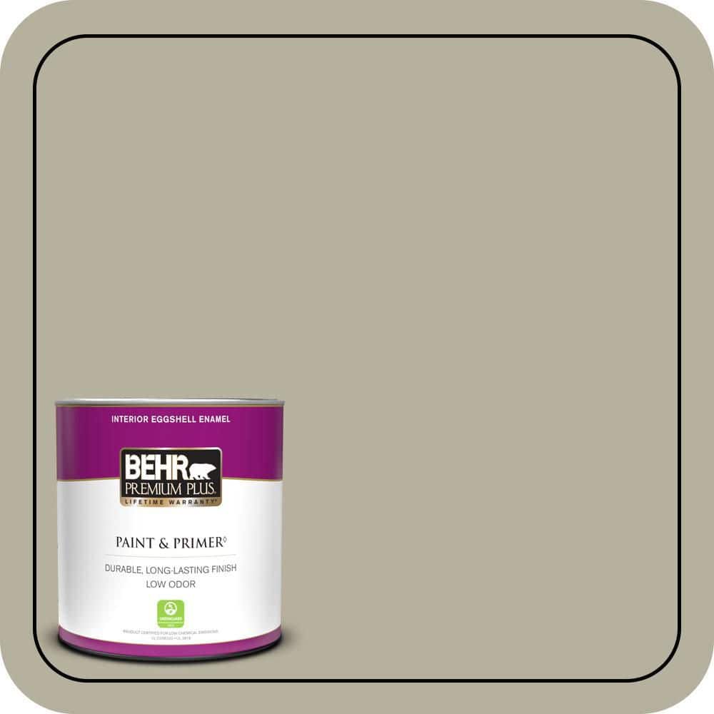 BEHR PREMIUM PLUS 1 qt. #QE-35 Stone Walkway Eggshell Enamel Low Odor Interior Paint & Primer