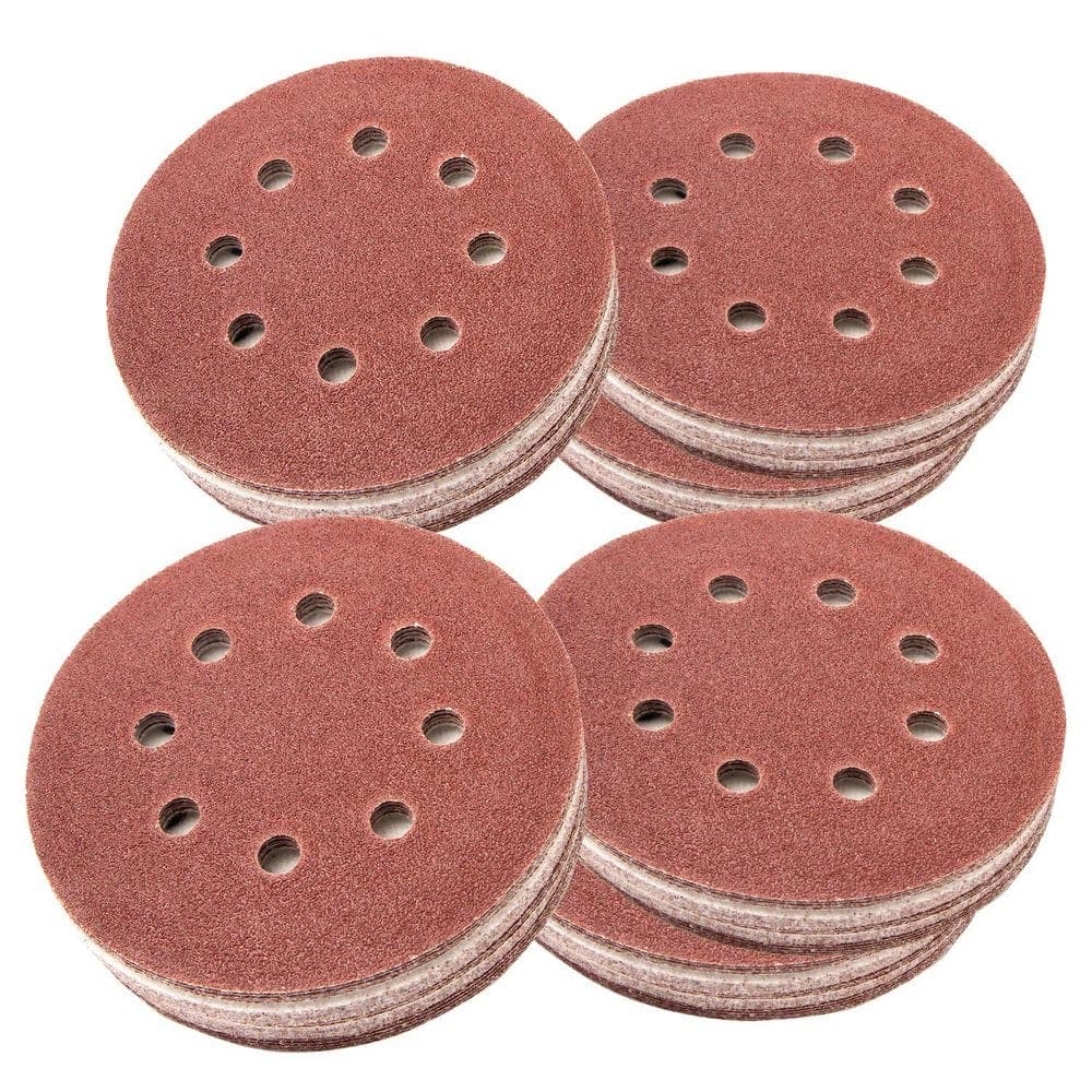 ‎POWERTEC 5 in. 8 Hole Hook and Loop Sanding Discs, 60 Grit, Sandpaper for Random Orbital, Palm, Air, Pneumatic Sander (150PK) (1)
