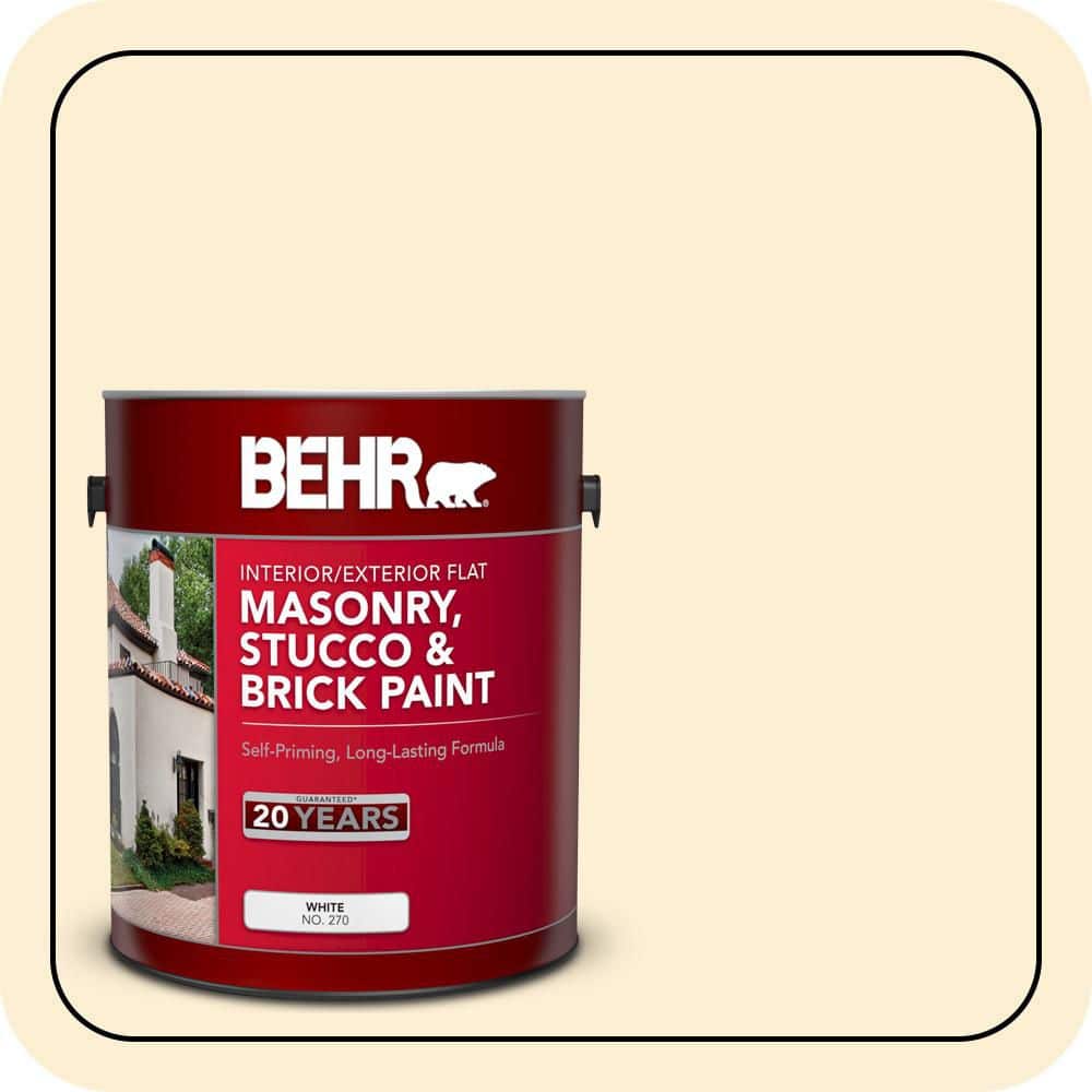 BEHR 1 gal. #YL-W03 Honied White Flat Masonry, Stucco and Brick Interior/Exterior Paint