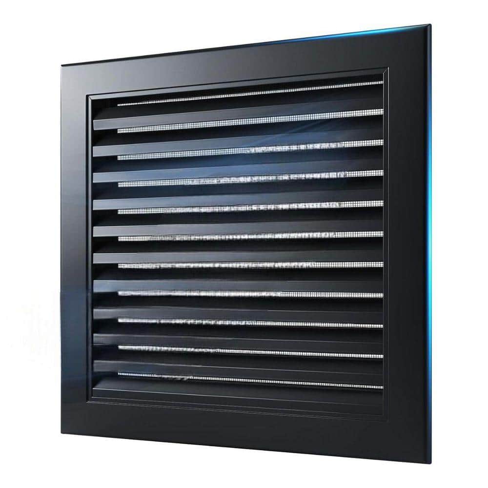 KIWDZFU 6 x 6 Square Black Aluminum Alloy Gable Vent with Screen Mesh for Attic Shed Wall Ventilation Cover (1)