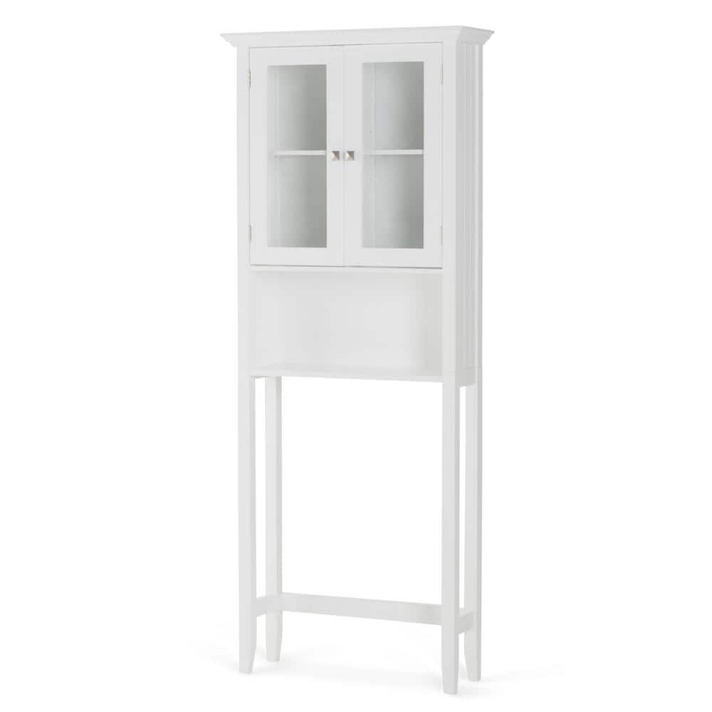Simpli Home Acadian 68.4 in. H x 27.6 in. W Over The Toilet Space Saver Bath Cabinet in Pure White (2)