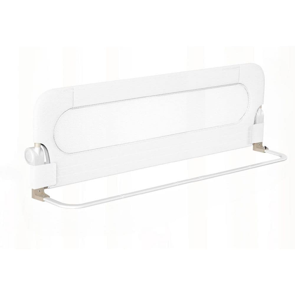 Laybus 71 in. x 23.6 in. White Folding Bed Rail with Reinforced Anchor Safety System, Made of 300D oxford Fabric