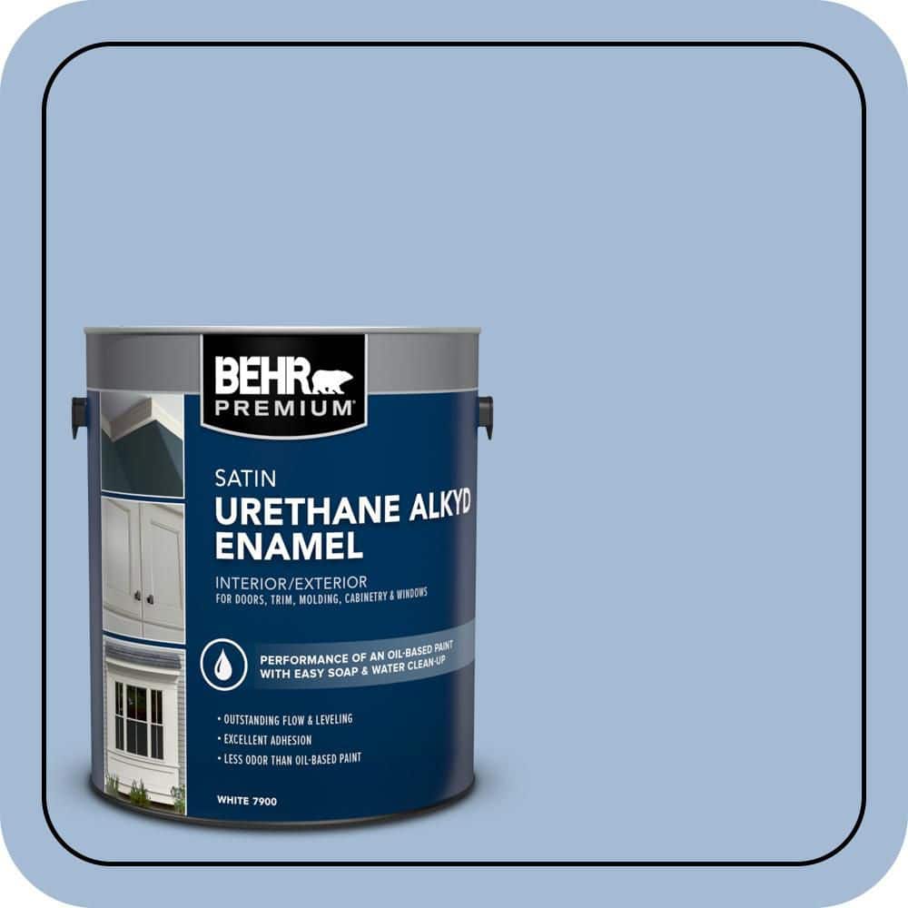 BEHR PREMIUM 1 gal. #M530-3 Perennial Blue Urethane Alkyd Satin Enamel Interior/Exterior Paint (1)