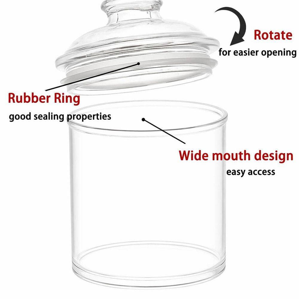KHKFY Set of 3 Clear Acrylic Apothecary Jars with Airtight Lids for Vanity Organization 34 oz. 25 oz. and 17 oz. (2)