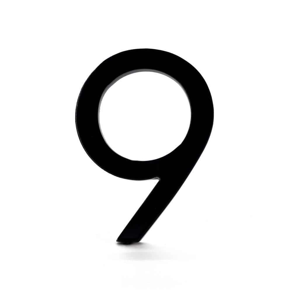 Montague Metal Products 16 in. Black Aluminum Floating or Flat Modern House Number 9 (1)