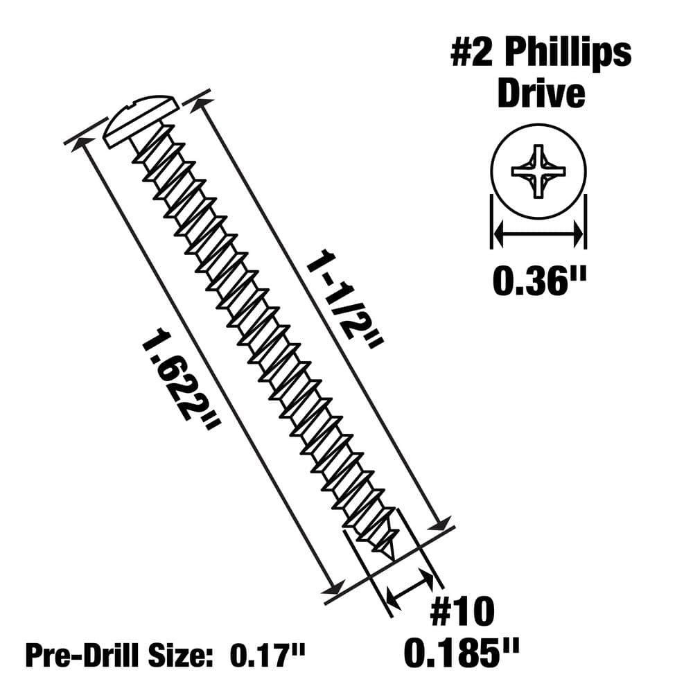 Everbilt # . White Stainless Steel Phillips Pan Head Standard Sheet Metal Screw (4)