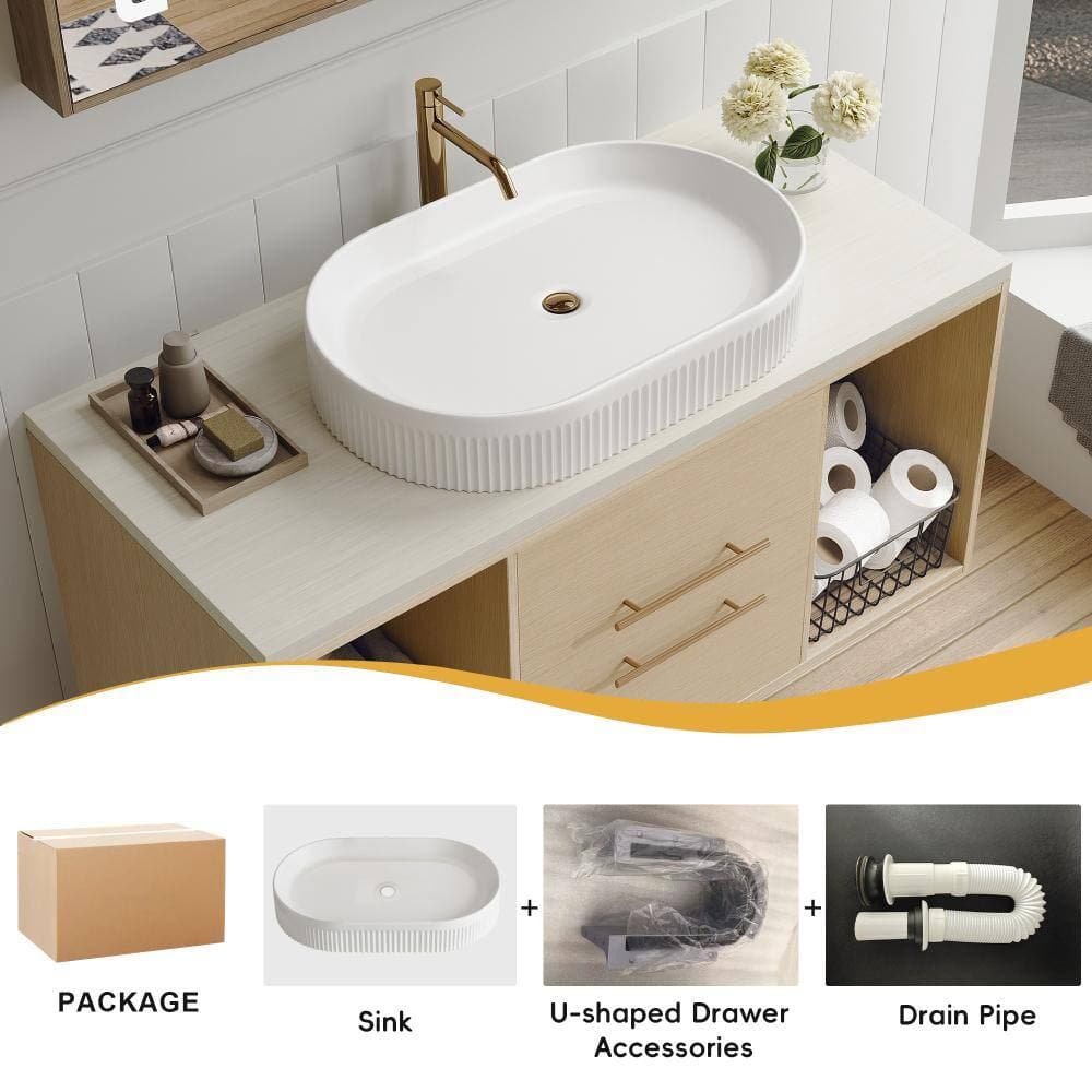 TCYO 39 in. Wall-Mounted Oak Bath Vanity with Solid Wood Top Unassembled (3)