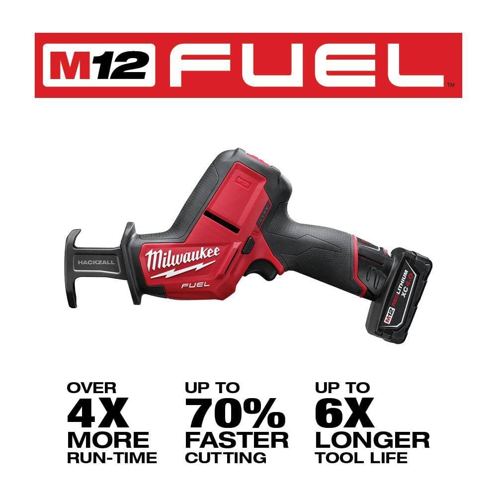 Milwaukee M12 FUEL 12V Li-Ion HACKZALL Kit w/ 5.0Ah XC HO Battery & SAWZALL Blade Set (3)