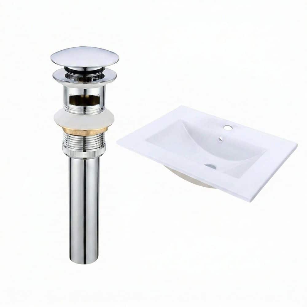 Wudkey 24 in. x 18 in. Rectangle Ceramic Drop In Sink Bathroom Sink in White with Single Hole and Overflow for Bathroom (1)
