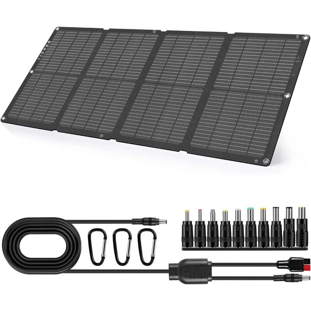 Vrbgify 60W Foldable Solar Panel Charger with USB-C, USB-A, DC Output for Outdoor Use (1)