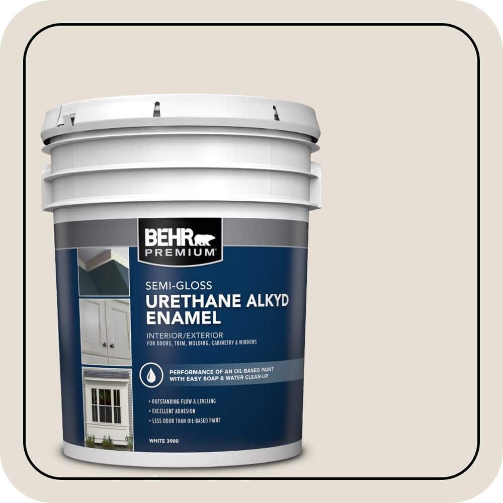 BEHR PREMIUM 5 gal. #ECC-15-2 Light Sandstone Urethane Alkyd Semi-Gloss Enamel Interior/Exterior Paint